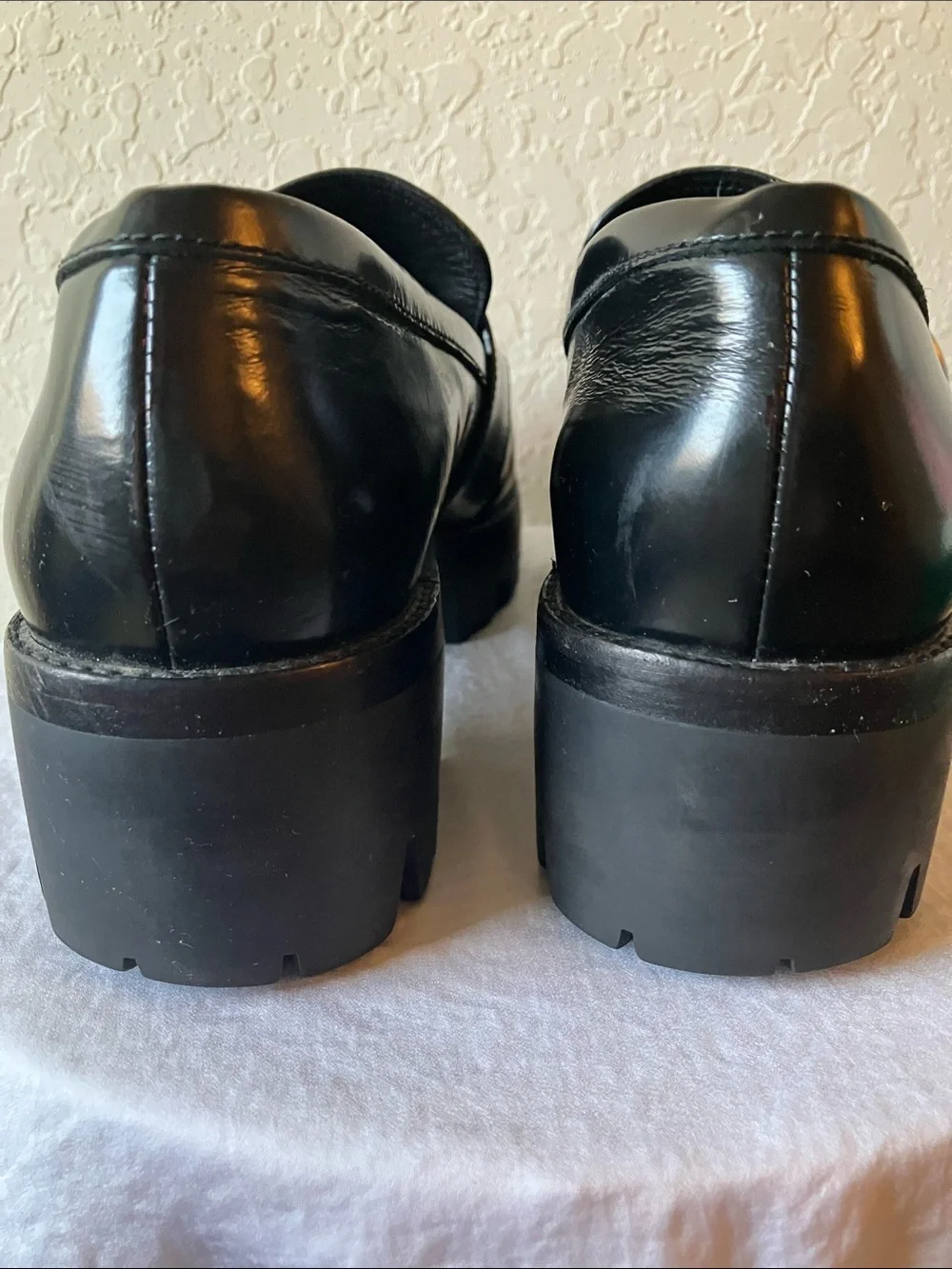 Coach: Black Grand (G2448) Leather Silver Tone Buckle Lug Loafer Slip-On Shoe- 9
